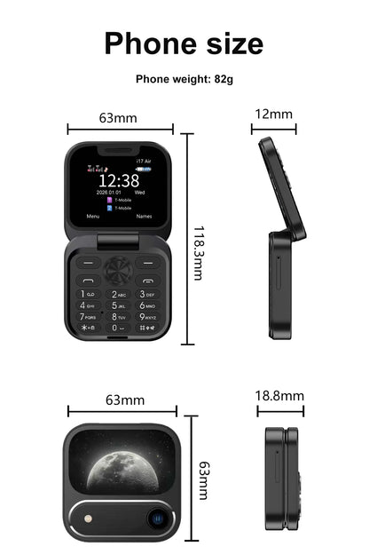 SERVO i17 AIR Mini Foldable Mobile Phone 2G GSM 1.77" Display Magic Voice Speed Dial FM Radio 2 SIM Card Small Square Cellphones