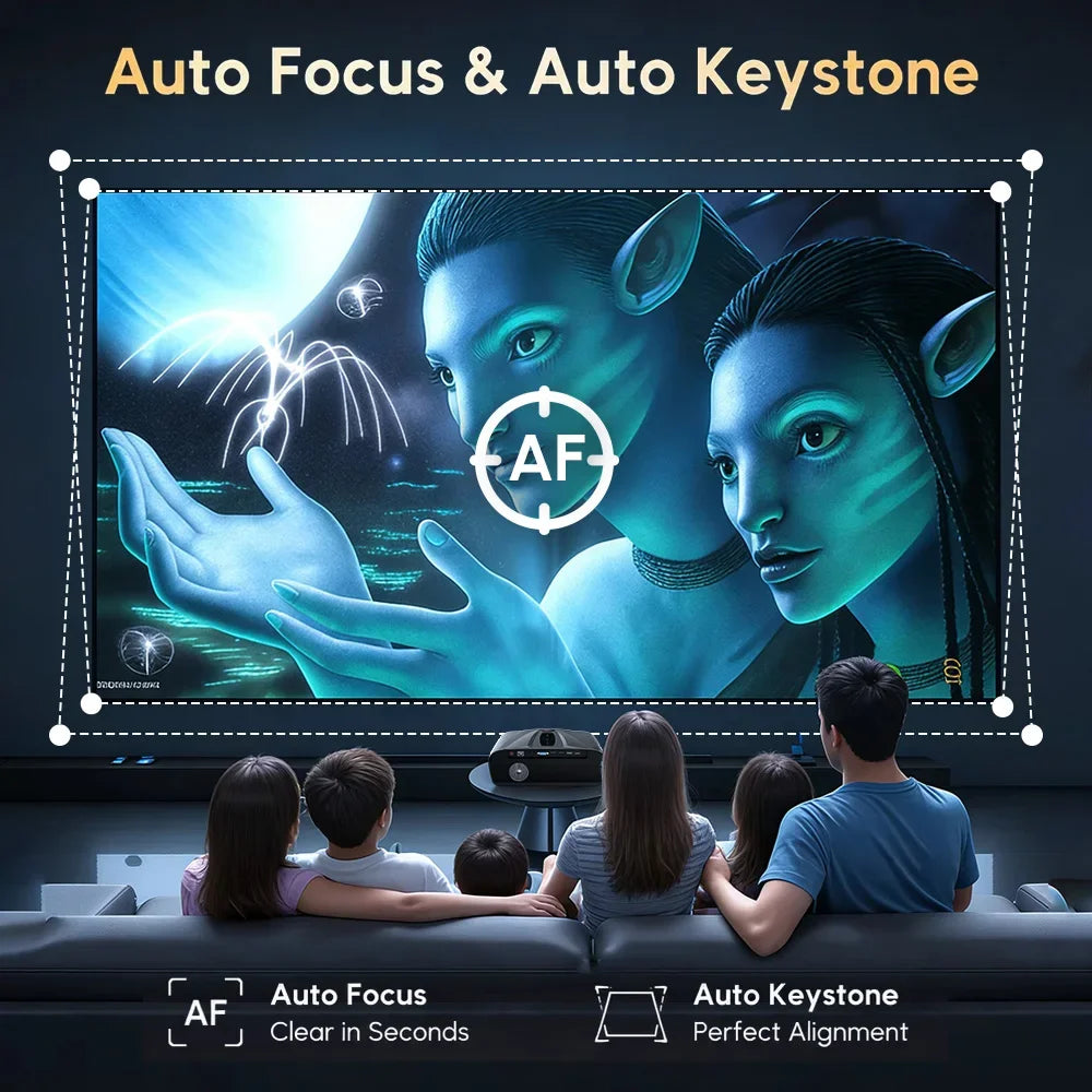 Netflix Certified 4K Smart Projector Native 1080P Dolby Audio WiFi6 Bluetooth Auto Focus Auto Keystone HDR Home Theater HDMI