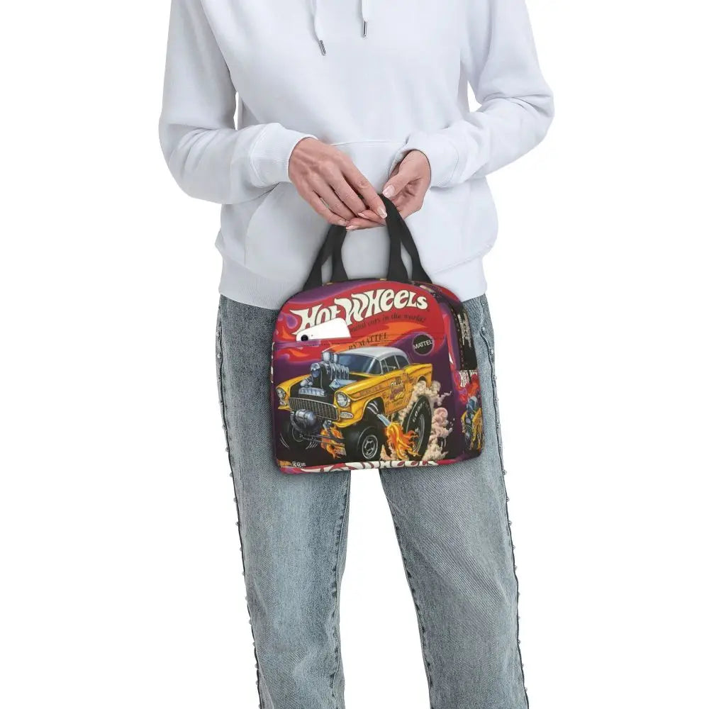 Custom Hot Wheels For Fans Thermal Insulated Lunch Bag Cartoon Sport Car Portable Lunch Container Travel Multifunction Food Box
