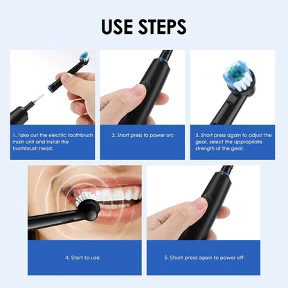 Smart Rotating Electric Toothbrush Rechargeable Rotary Toothbrush with 4 Soft Replacement Heads for Adults