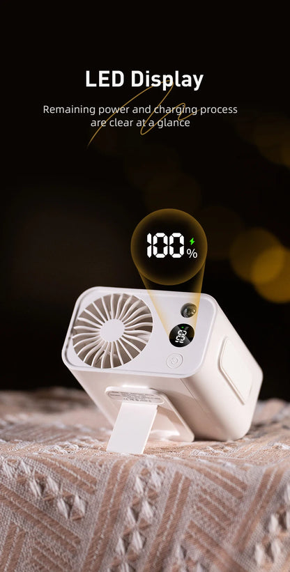 Vissko Outdoor Waist Mounted Fan Polymer Battery Anti Drop Shock Absorption USB Portable with Bladeless Hanging Neck Fan
