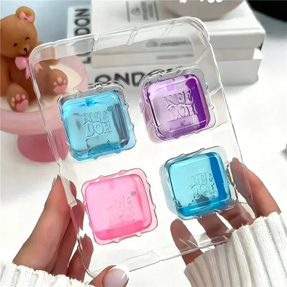 New Needoh Nice Ice Baby Fidget Cube Set 4 Pack Super Solid Squishy Sensory Toys Non-toxic Squeeze Toys for ADHD and Autism Gift