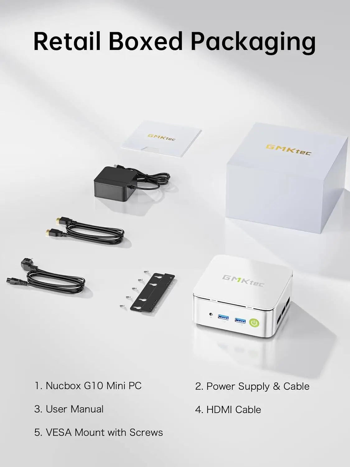 GMKtec G10 AMD Ryzen 5 3500U Mini PC Dual Channel DDR4 2400MT/s NVMe SSD Win 11 Pro WiFi BT 2.5Gbps LAN Desktop Office Computer