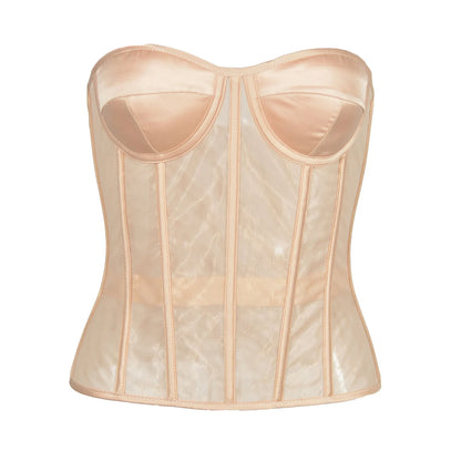 Sexy Thin Body Shaper Underwear Corset Waist Trainer Lingerie Lace Corsets Perspective Mesh Shapewear Women Fashion Clothes Faja