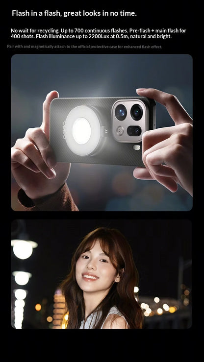 For Oppo Hasselblad Professional Magnetic Flash Light Super Brightening Unique One Click Exposure Continuous Flashing CCD Style