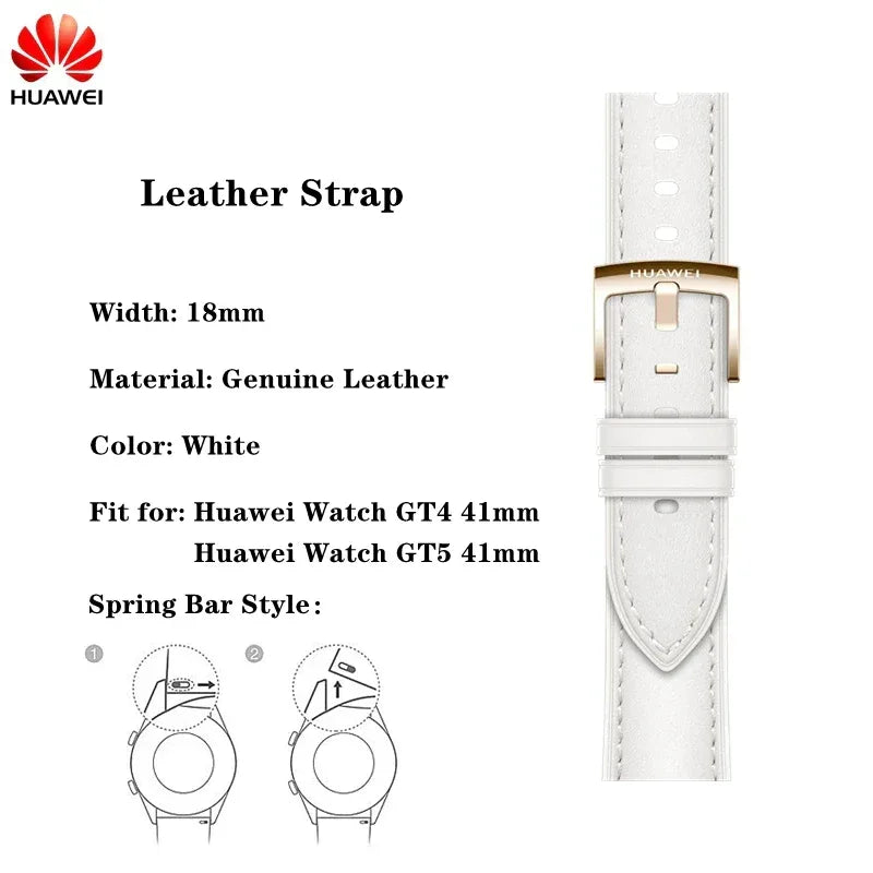 Original 18mm Watch Strap for Huawei GT6 GT5 41mm Leather Strap GT4 41mm FKM Sport Band for GT5pro 42mm Women Calf Leather Band