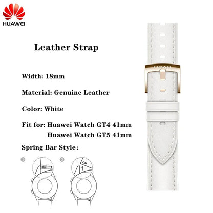 Original 18mm Watch Strap for Huawei GT6 GT5 41mm Leather Strap GT4 41mm FKM Sport Band for GT5pro 42mm Women Calf Leather Band