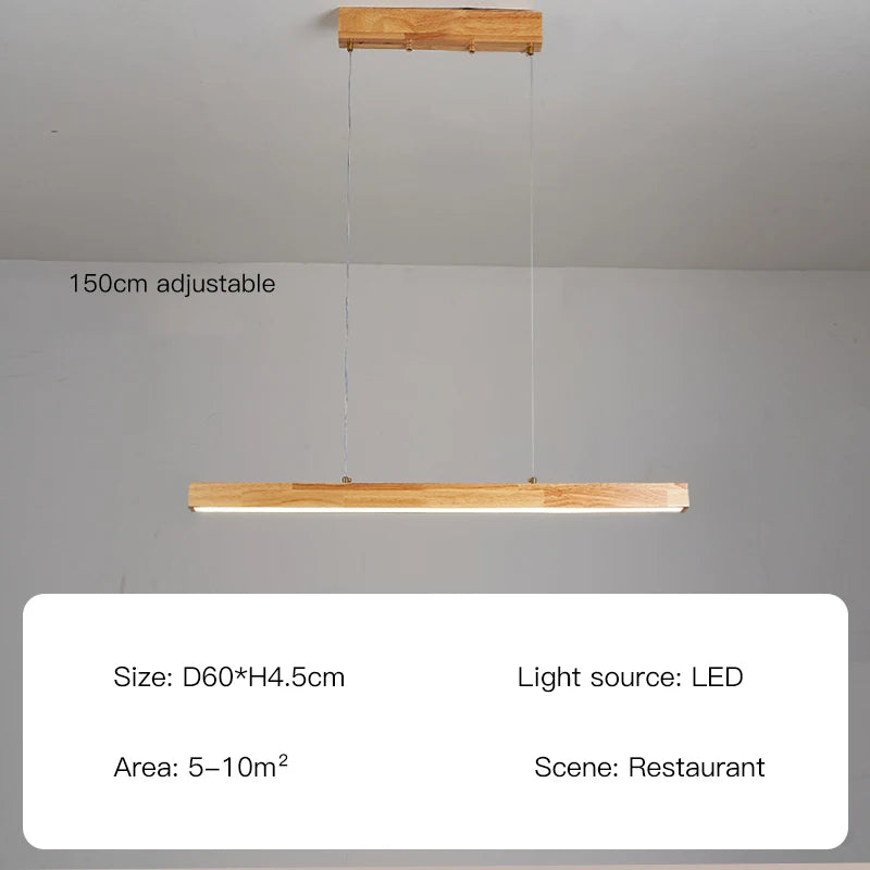 Modern Hanging Chandelier For Dining Room Kitchen Shop Long Table Wooden Chandelier Pendent Lamp Minimalist Design Led Lighting