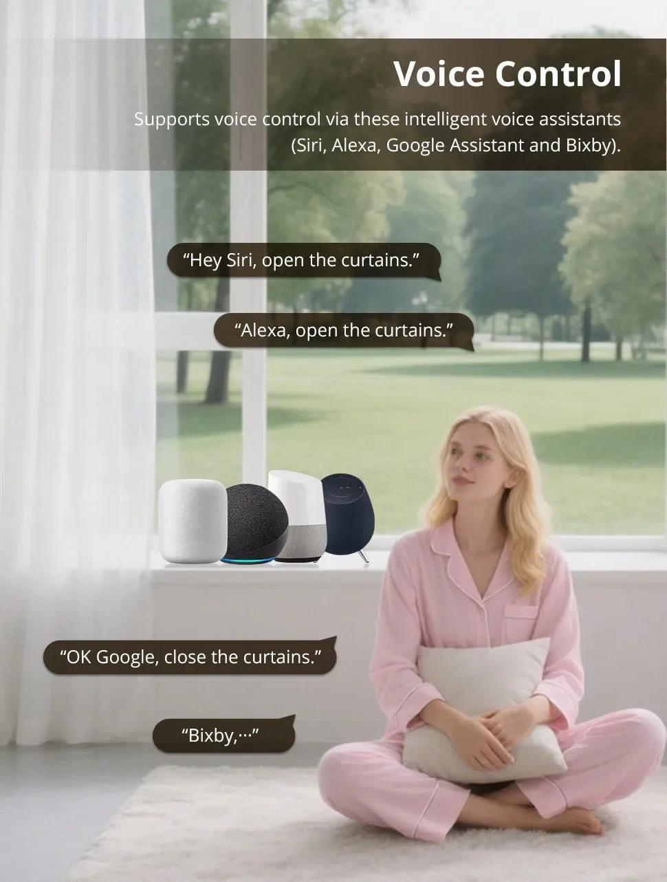Matter Over WiFi Smart Sliding Curtain Motor Support Google Home Smartthings Homekit Alexa Control Automatic Curtain System