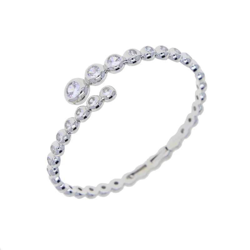 New Arried Geometric Fashion Women Jewelry Set Gold Color Round Ball Bezel Set CZ Bracelet Bangle Rings