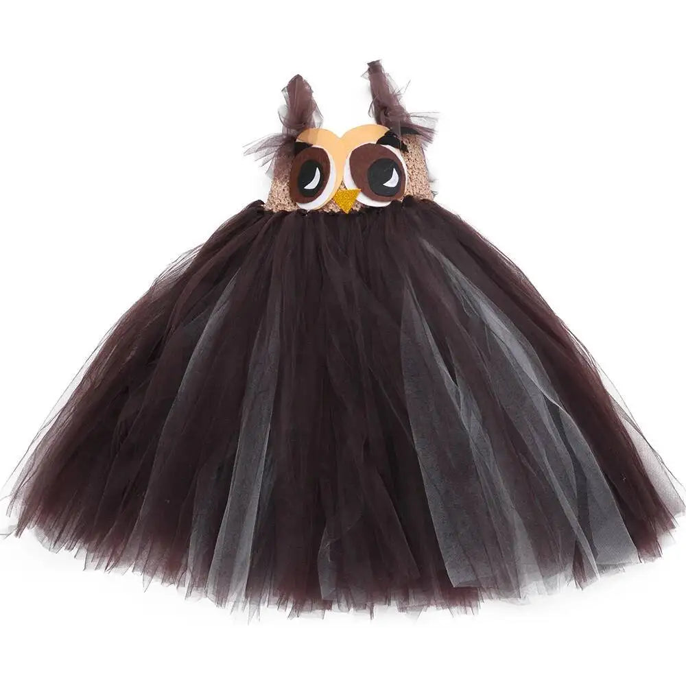 Cute Owl Tutu Dress for Baby Girls Birthday Halloween Costumes Kids Christmas Fancy Outfit Cartoon Animal Child New Year Clothes