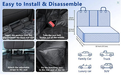 Car Dog Seat Cover for Back Seat Waterproof Auto Rear Pet Seat Protector Mat Nonslip Universal Safety Carrier For Outing Dogs