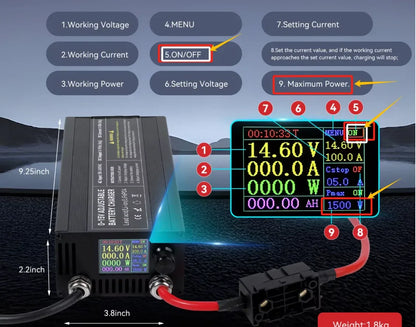 Portable 12V100A Lifepo4 Battery Charger 40A 50A Lithium Battery Charger 60A 85A with Adjustable Voltage and Current Anderson