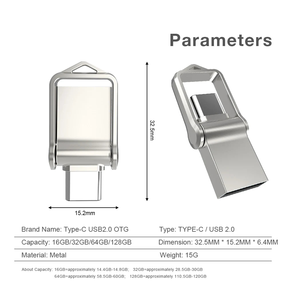 2 In1 Mini OTG Type C Pen Drive Usb2.0 Memory Stick 16GB 32GB 8GB Usb Flash Card 128GB 256GB 512GB Type-C Pendrive