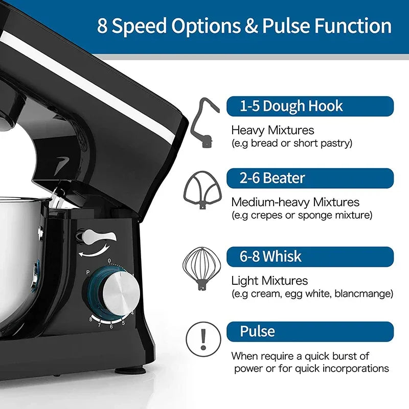 Powerful Stand Mixer Electric Blender Desktop Egg Whisk 1000w 8+P Speed Food Processor Multifunctional Kitchen Mixer with Bowl