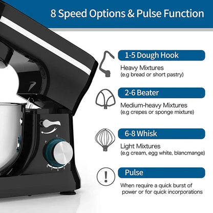 Powerful Stand Mixer Electric Blender Desktop Egg Whisk 1000w 8+P Speed Food Processor Multifunctional Kitchen Mixer with Bowl