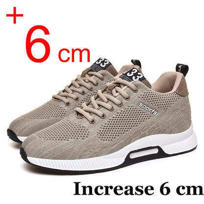 Plus Size 46 Men Sneakers Elevator Shoes Summer Mesh Breathable Heightening Shoes Man Invisiable Increased 6CM Taller Shoes