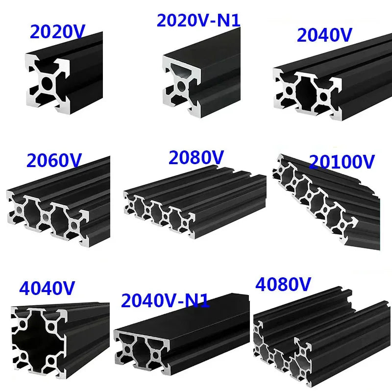 1PC BLACK 4040 4040 T Slot European Standard Anodized Aluminum Profile Extrusion 100-1000mm Linear Rail for CNC 3D Printer