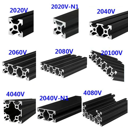 1PC BLACK 4040 4040 T Slot European Standard Anodized Aluminum Profile Extrusion 100-1000mm Linear Rail for CNC 3D Printer