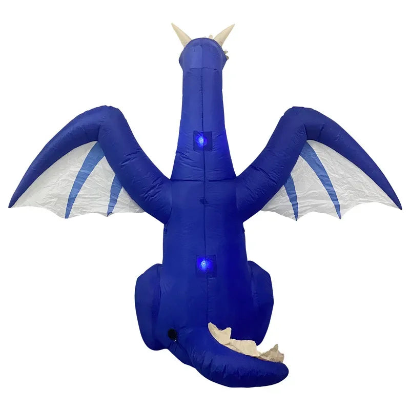 2.4M Halloween Inflatable Dragon Decoration with LED Light Large Christmas Outdoor Decor Holiday Blow-up Ornament Courtyard Prop