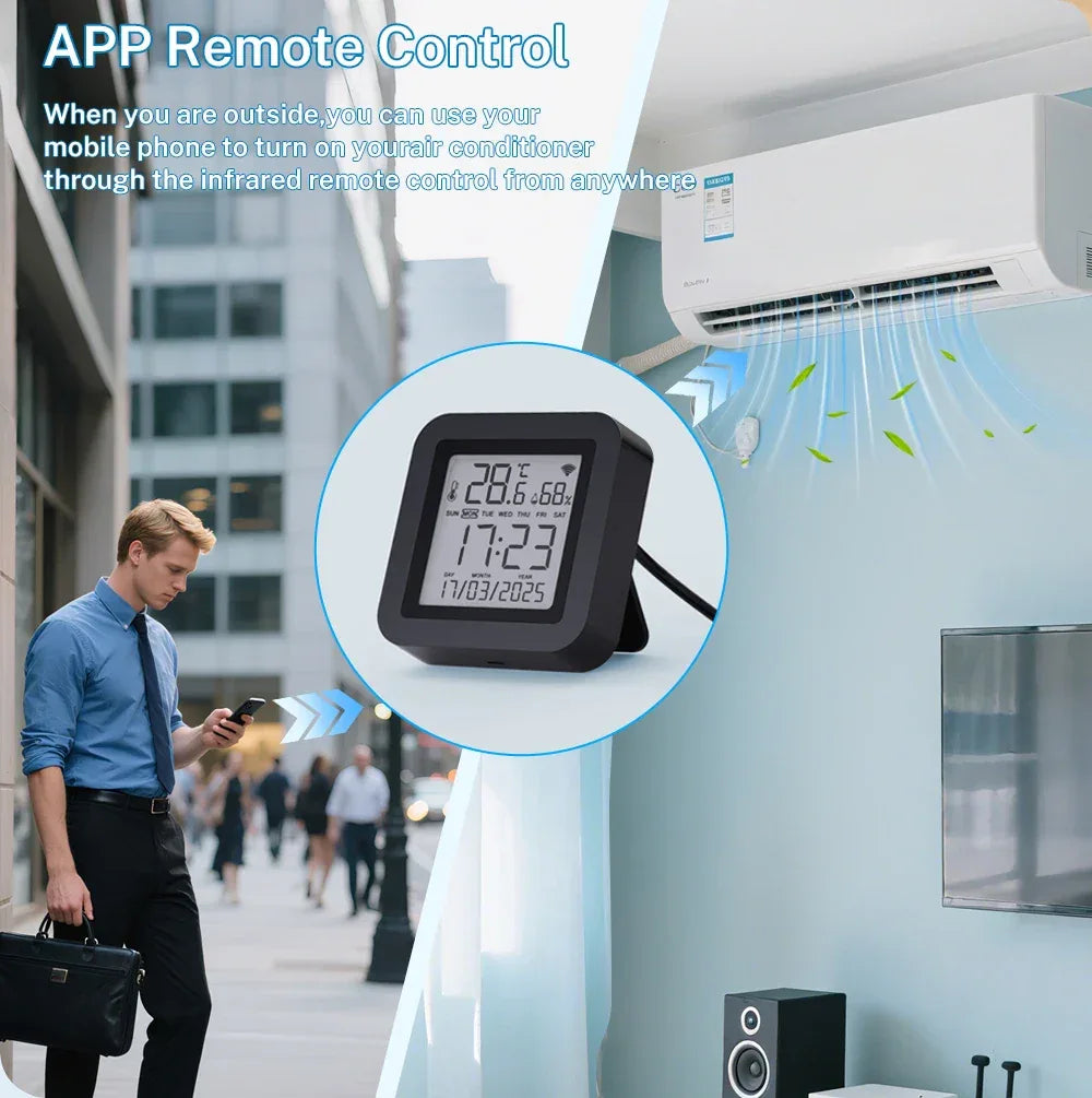 Tuya WiFi IR Remote Control With Temperature Humidity Sensor for Smart Home APP via Smart Life Work with Yandex Alexa