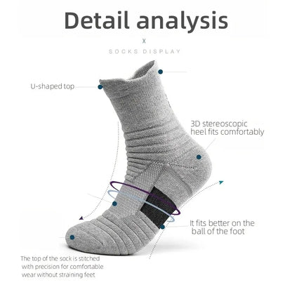 3 Pairs Men's Comfort Fit Cushion Performance Athletic Crew Socks For Outdoor Sports