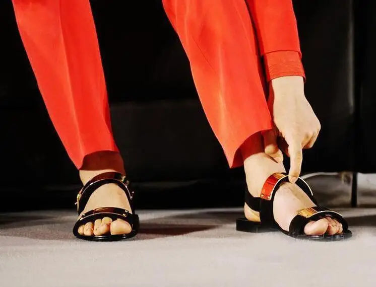 Summer Men Shoes Designer's Genuine Leather Men Sandalias Zapatos Mujer Rome Rock Fashion Mens Sandal Shoes flat men sandals
