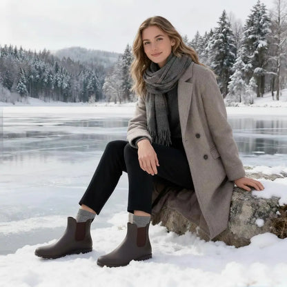 Evshine Fashion Short Rain Shoes For Women New Lady Chelsea Boots Outdoor Anti-slip Waterproof Rain Boots Sodt Rubber Ankle Boot