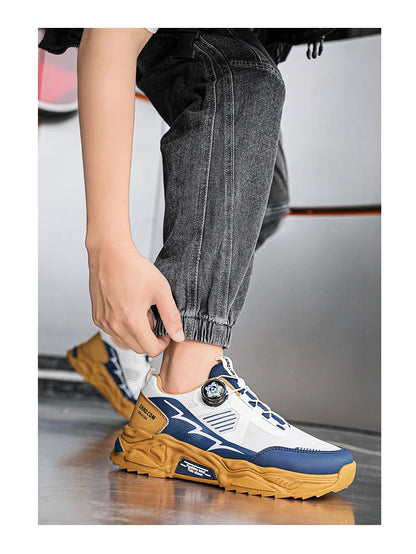 Men's casual sports shoes four season new rotating shoelaces comfort outdoor running walking shoes breathable soft-sole sneakers