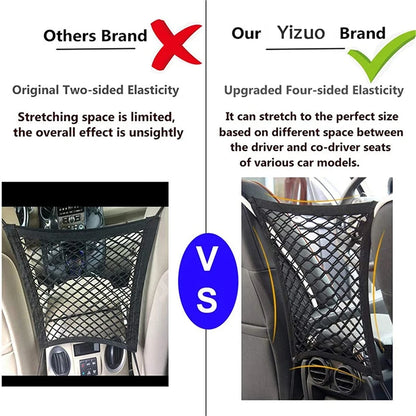 Car Storage Net Bag Between Seats Car Divider Pet Barrier Stretchable Elastic Mesh Bag Organizer Auto Accessories