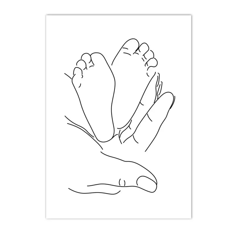 Love Hands Abstract Line Canvas Painting Family Portrait Print Mom Dad Daughter Son Art Poster Nordic Wall Pictures Home Decor