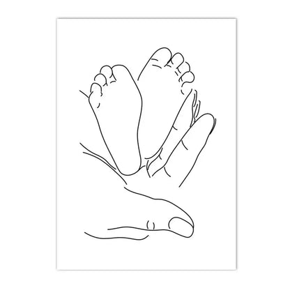 Love Hands Abstract Line Canvas Painting Family Portrait Print Mom Dad Daughter Son Art Poster Nordic Wall Pictures Home Decor