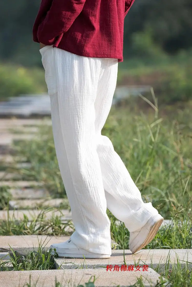 2024 Spring Women' Fashion comfortable cotton linen pants Plus size Women pleated Autumn pants with pockets 5XL 6XL pantalones