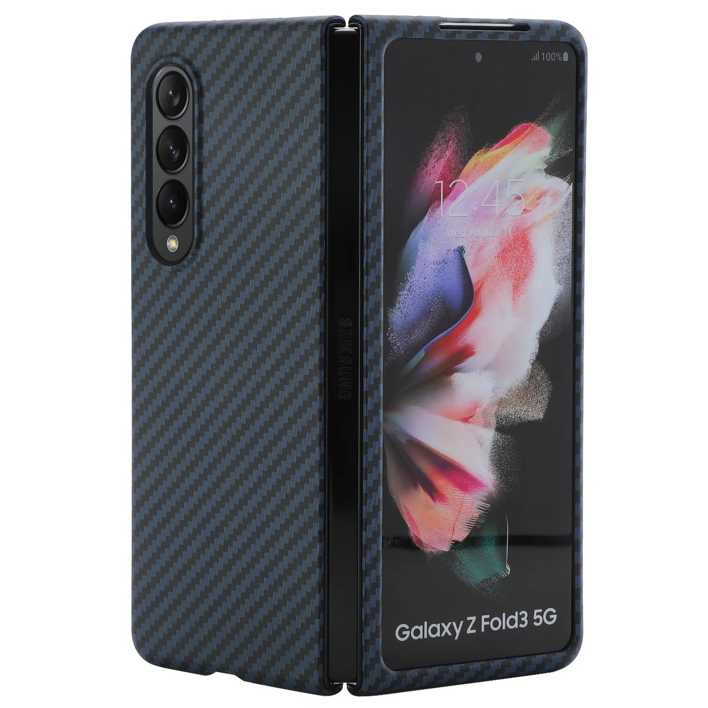 For Samsung Galaxy Z Fold 4 3 2 Fold4 Case Luxury Carbon Fiber Texture Ultra Thin Shockproof Protection Bumper PC Hard Back Case