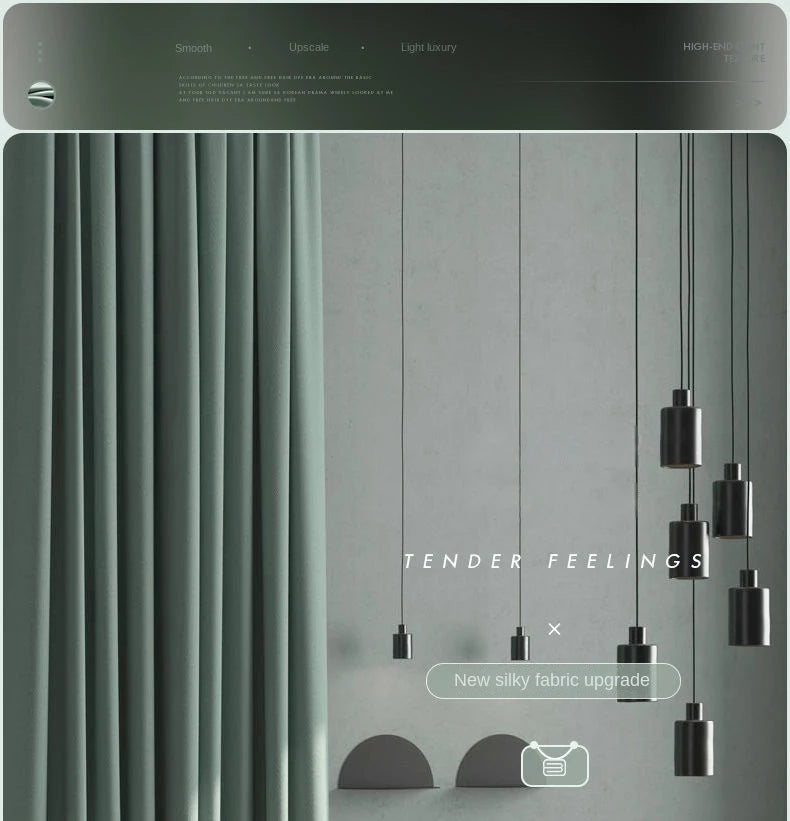 Light Luxury High Grade Bedroom High Blackout Curtain Ins Style Living Room Curtains Green Natural Solid Color Thickened Drapes