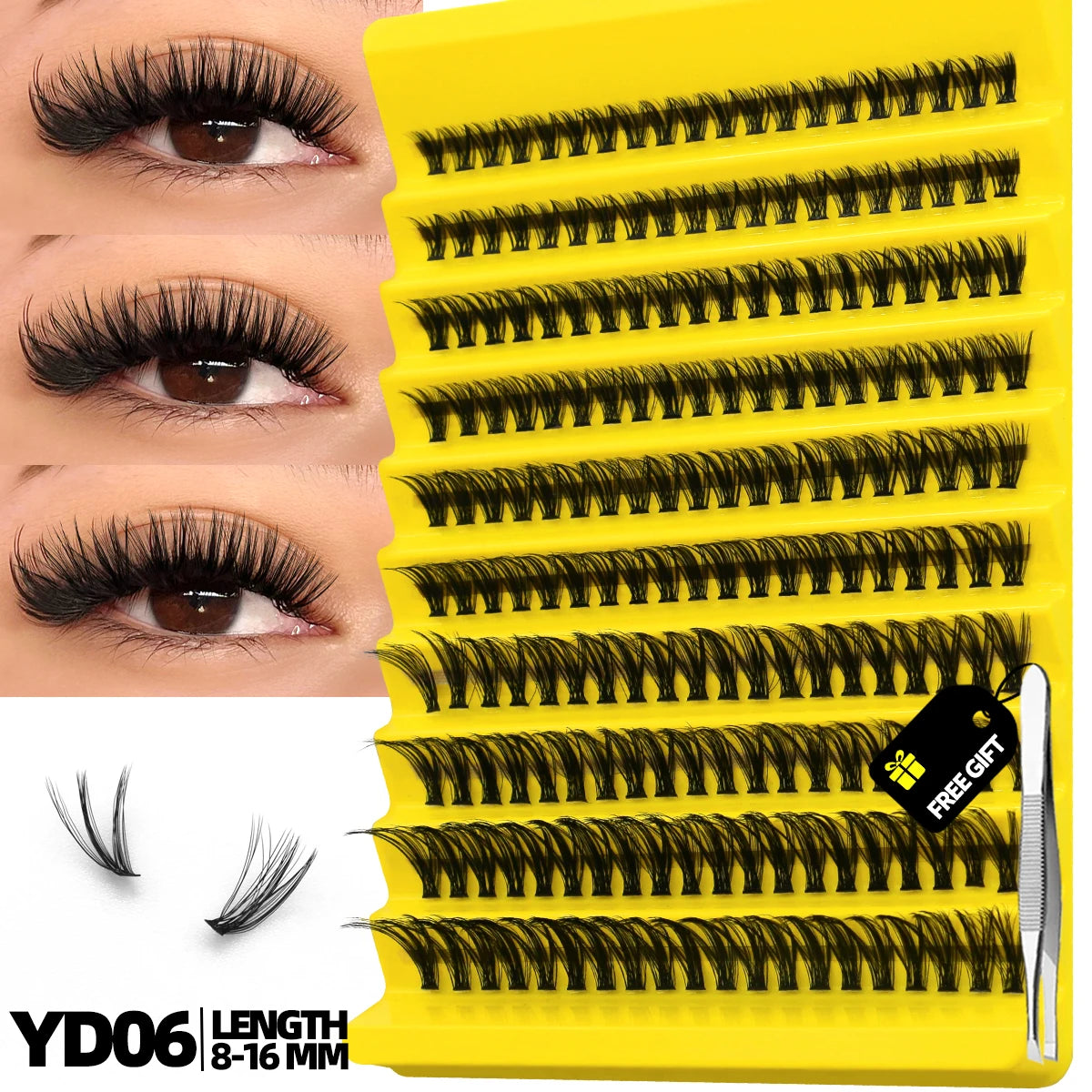 GROINNEYA Cluster Lashes Natural Eyelash extension Volume Individual Lashes Mixed Tray Faux Mink Lashes Cilias Makeup