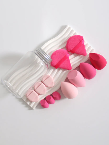 12Pcs Makeup Sponge Set with Storage Jar Latex-Free, Makeup Sponge Finger Puff, Dual-Use Wet & Dry Foundation Cosmetic Puffs