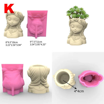 21 Types Nonstick Girls Pen Holder Mold Flower Pot Silicone Mold DIY Crafts Ornament Tool DIY Succulent Planter Mold