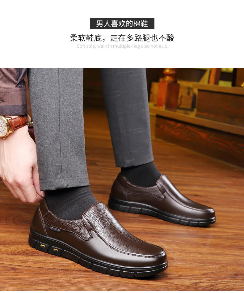 2026 Men's Shoes Genuine Leather Business Dress Leisure Middle-Aged and Elderly Dad's Shoes, Men's Leather Shoes 48 Size Summer