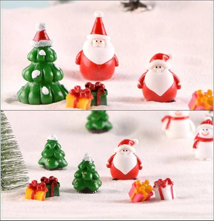 Gift Box Snowman Terrarium Dollhouse Fairy Garden Figures Micro Landscape Ornaments Figurines Christmas Miniature