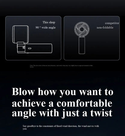 Handheld Fan with Semiconductor Cooling, Ice Compress, Ultra-Long Battery Life, Foldable Tabletop, Digital Display, Mini Fan