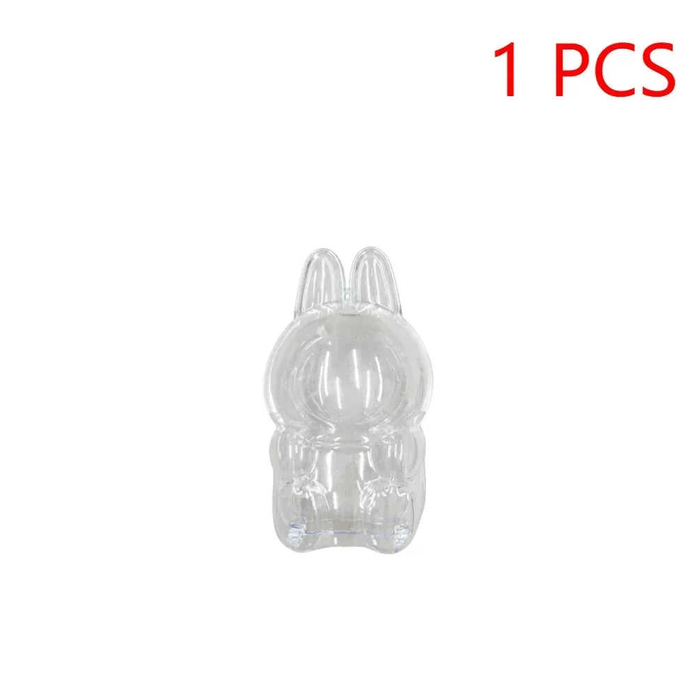 Transparent Macaron Doll Case For Labubu - Popmart Bubble Mart Storage Box, Dustproof Cover for Elf, Christmas New Year Gift