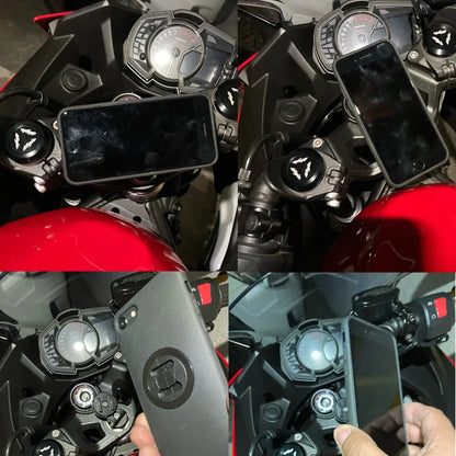 Phone Holder Stem Triple Tree Fork Mount Clamp Mobile Phone Stand Motorcycle Mirror Navigation Phone Support Handlebar Bracket