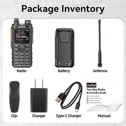 Radtel RT-910 Dual Band Walkie Talkie with 960 Channels Portable Ham Radio NOAA Spectrum Analyzer AM FM