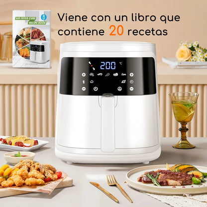 Aigostar White Cube 7L 1900W Smart Air Fryer Without Oil, App and WiFi Control, 7 Programmes with LED Screen, Removable Basket