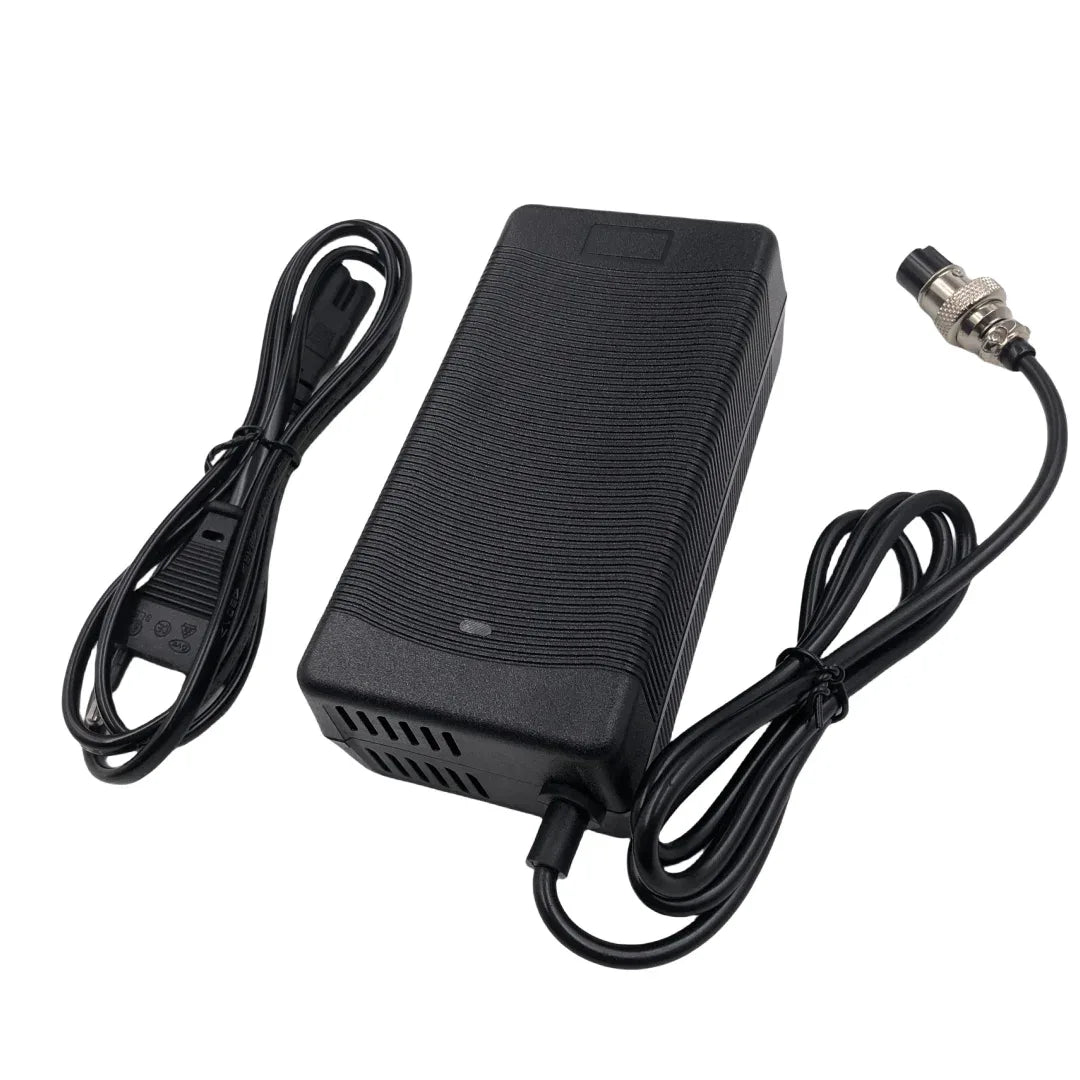 58.8V 2A Charger with GX16-3 Pin DC5.5 XLR Plug, Power Adapter for 52V Li-ion Battery Input 100-240V