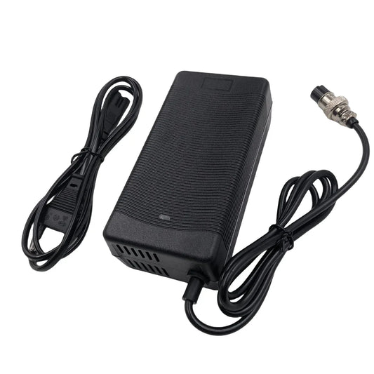 58.8V 2A Charger with GX16-3 Pin DC5.5 XLR Plug, Power Adapter for 52V Li-ion Battery Input 100-240V
