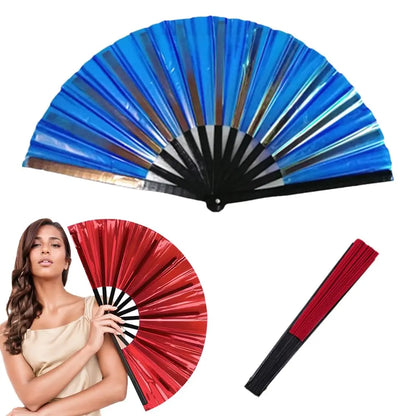 Boots on The Ground Clack Fan, 2025 New Large Holographic Folding Hand  Line Dance Popping Fan,Clap Fans for Line Dancing