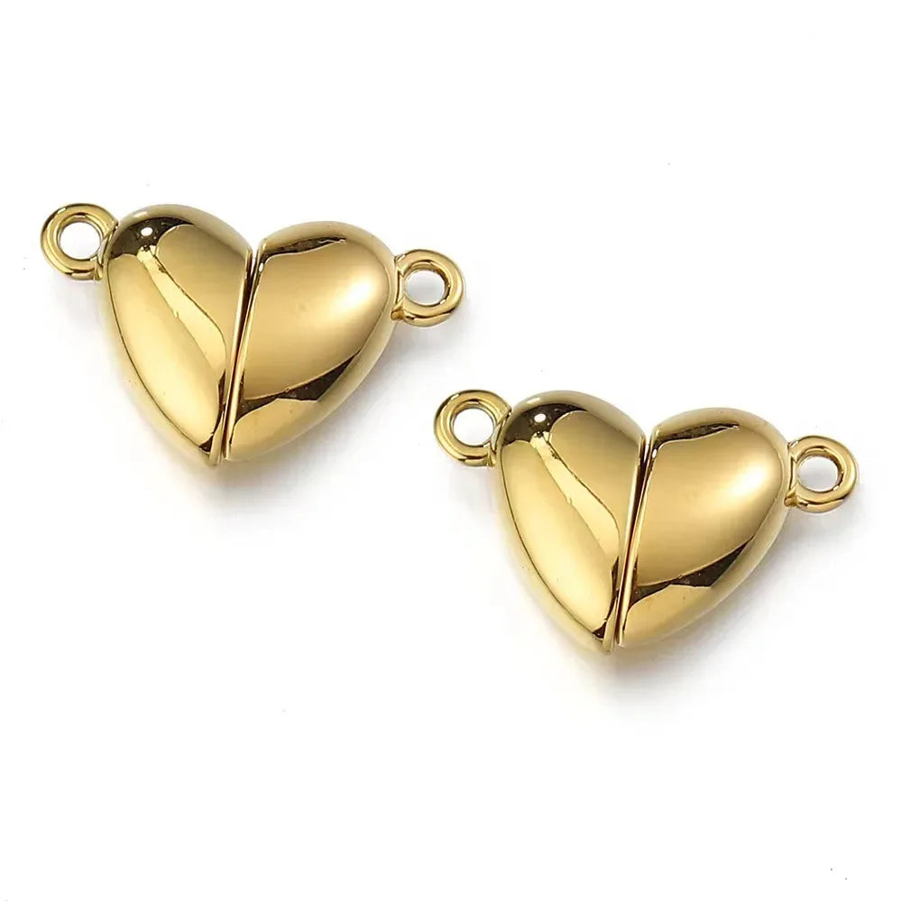 6sets Magnet Couple Heart Charm For Jewelry Making Bulk Silver/Gold Color Love Pendant Diy Women/Men Accessories Valentine's Day