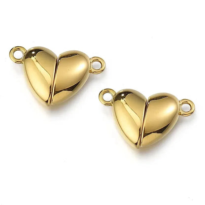 6sets Magnet Couple Heart Charm For Jewelry Making Bulk Silver/Gold Color Love Pendant Diy Women/Men Accessories Valentine's Day